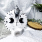 Balance and Intuition Ceramic Altar | White 5in Round with Moonstone, Onyx Moons and Silver Sun