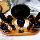 Obsidian & Smoky Quartz Crystal Altar | Double Tealight Holder for Protection, Grounding & Divination