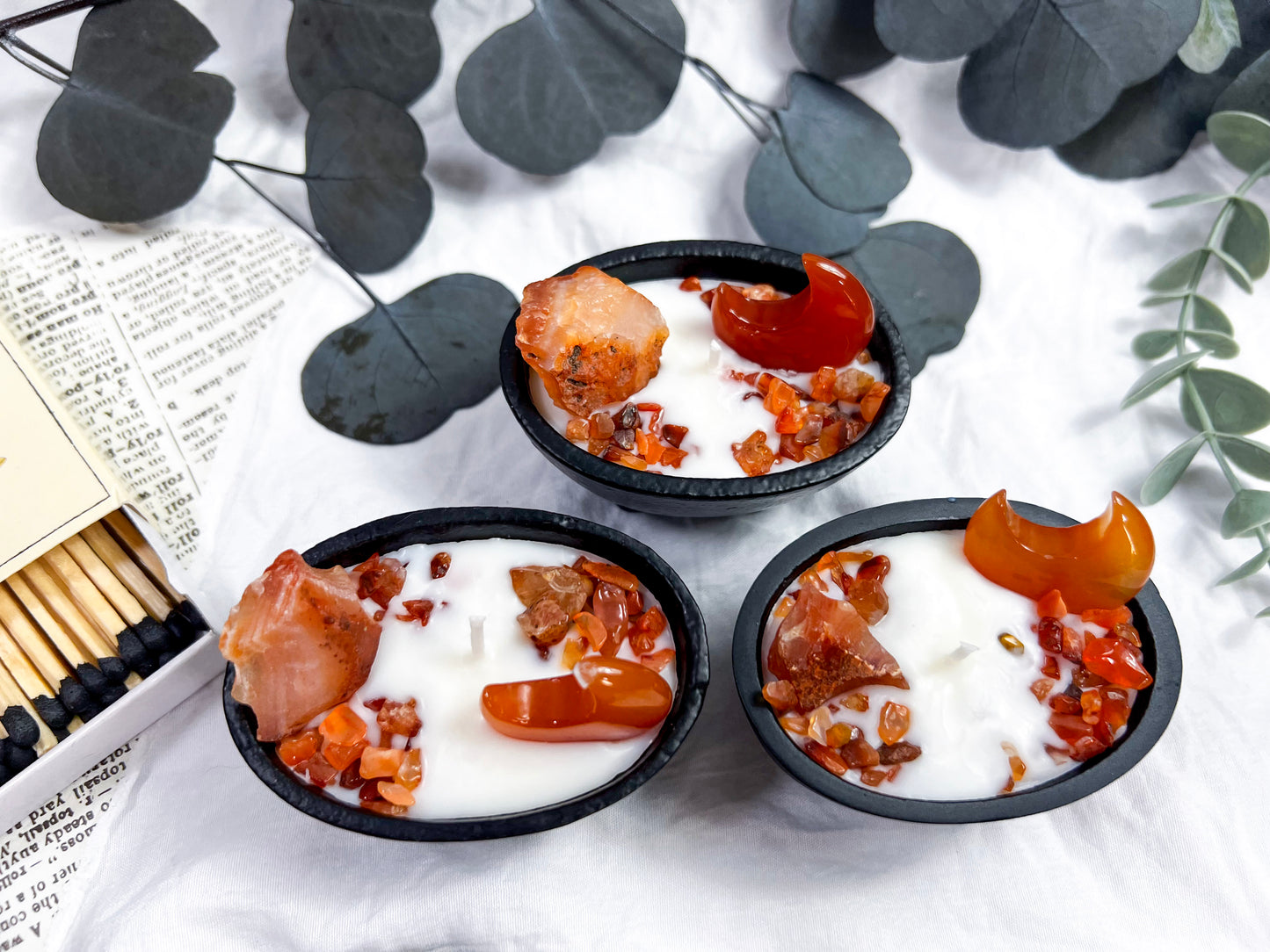 Carnelian Moons | Small Cauldron Candle