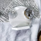 Balance and Renewal Mini Altar | White 3.5in Round with Clear Quartz Moon, White Druzy and Silver Sun