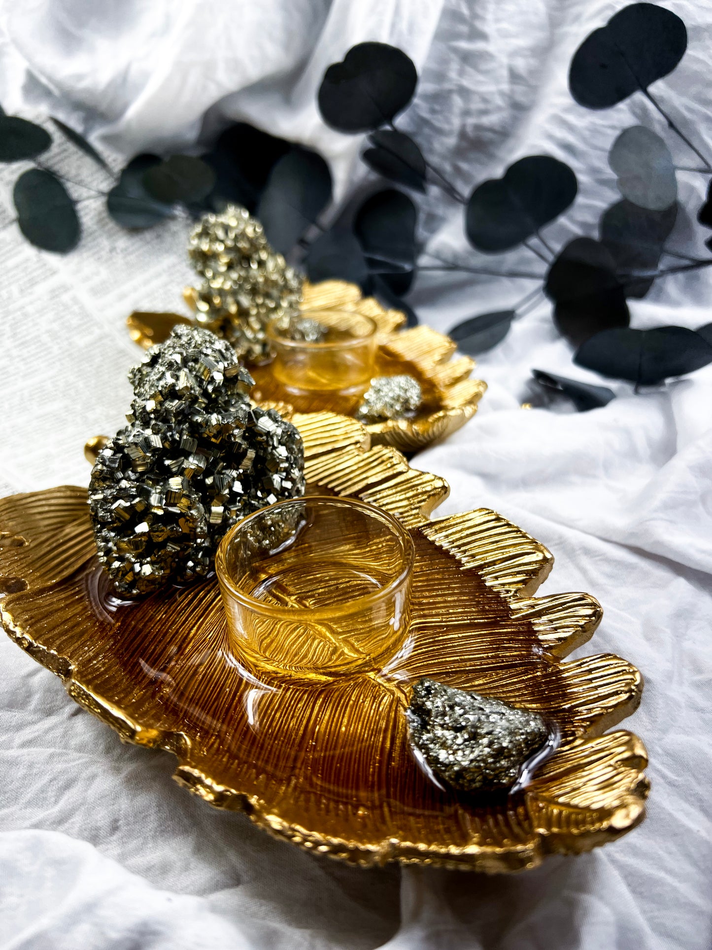 The Pyrite Feather | Candle Holder