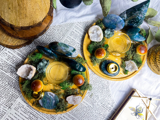 Moss Agate Forest | Incense + Candle Holder