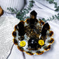 Smoky Quartz Tealight Holder | Grounding Crystal Candle Bowl with Comfrey Root | Protection & Stability Altar Decor