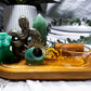 Green Aventurine & Pyrite Tarot Altar | Crystal Tealight & Incense Holder | Handmade Abundance Altar | 7.5 x 4.5 Inch