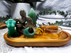 Green Aventurine & Pyrite Tarot Altar | Crystal Tealight & Incense Holder | Handmade Abundance Altar | 7.5 x 4.5 Inch