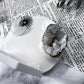 Balance and Renewal Mini Altar | White 3.5in Round with Clear Quartz Moon, White Druzy and Silver Sun
