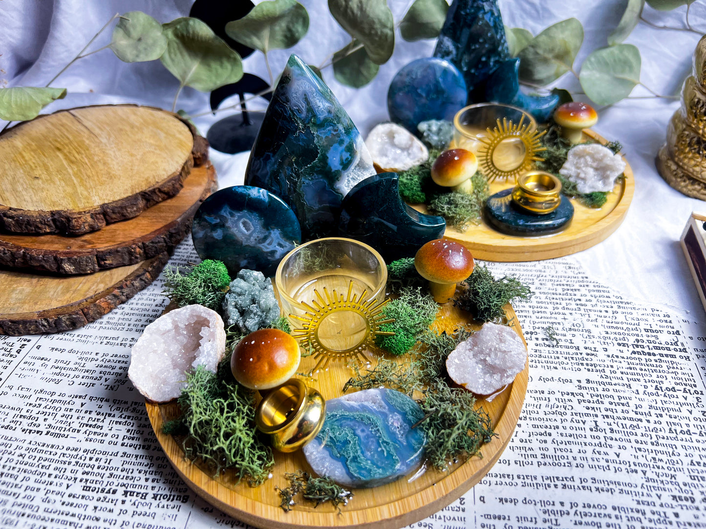 Moss Agate Forest | Incense + Candle Holder