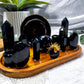 Obsidian & Smoky Quartz Crystal Altar | Double Tealight Holder for Protection, Grounding & Divination