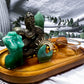 Green Aventurine & Pyrite Tarot Altar | Crystal Tealight & Incense Holder | Handmade Abundance Altar | 7.5 x 4.5 Inch