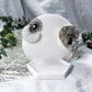 Balance and Renewal Mini Altar | White 3.5in Round with Clear Quartz Moon, White Druzy and Silver Sun