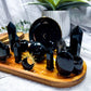 Obsidian & Smoky Quartz Crystal Altar | Double Tealight Holder for Protection, Grounding & Divination