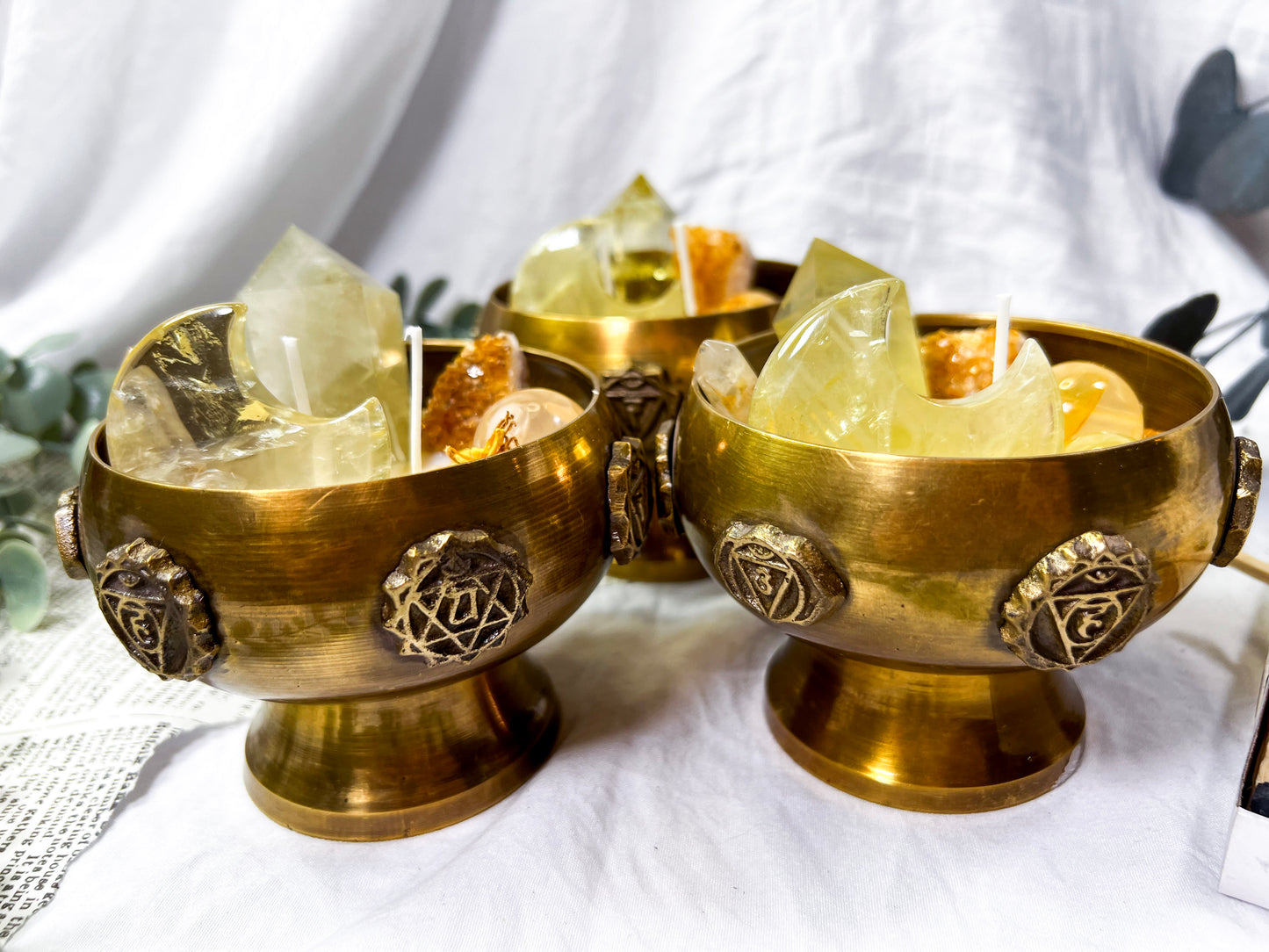 Citrine Frost | Brass Chakra Bowl Candle