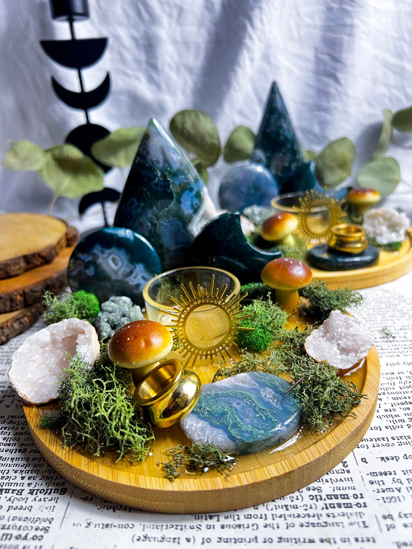 Moss Agate Forest | Incense + Candle Holder