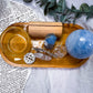 Blue Calcite, Angelite & Clear Quartz Tarot Altar | Tealight & Incense Holder | Handmade Crystal Altar Decor