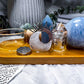 Blue Calcite, Angelite & Clear Quartz Tarot Altar | Tealight & Incense Holder | Handmade Crystal Altar Decor
