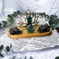 Abundance & Prosperity Bamboo Tray | Green Aventurine Goddess Altar with Pyrite Tealight Holder, Lotus & Sun Charm
