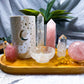 Clear Quartz & Rose Quartz Crystal Altar | Detached Oil Burner, Quartz Bowl, Tealight & Incense Holder