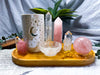 Clear Quartz & Rose Quartz Crystal Altar | Detached Oil Burner, Quartz Bowl, Tealight & Incense Holder