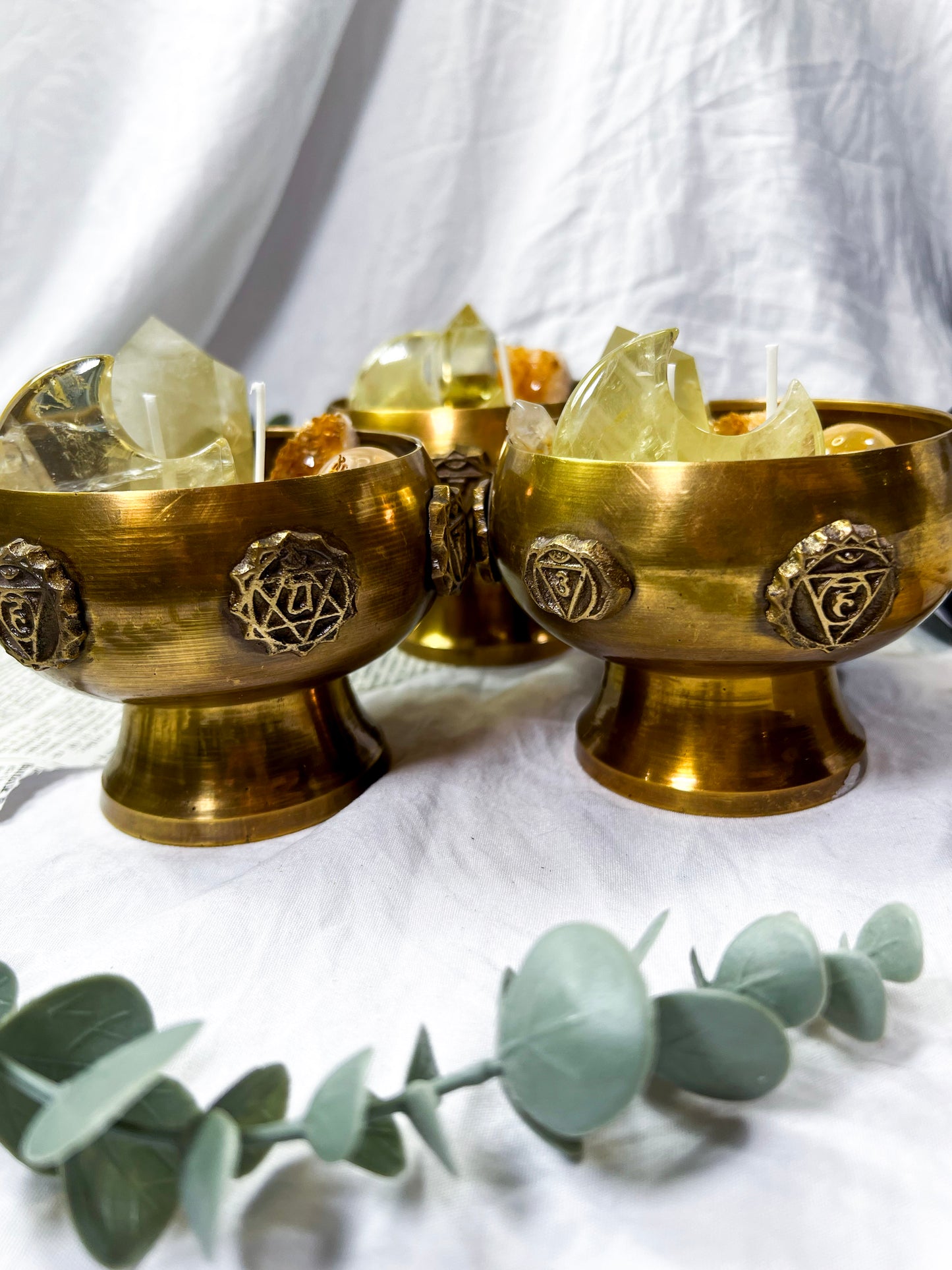 Citrine Frost | Brass Chakra Bowl Candle