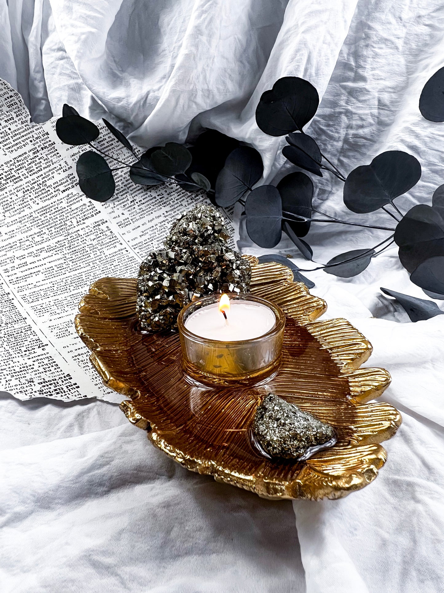 The Pyrite Feather | Candle Holder