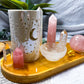 Clear Quartz & Rose Quartz Crystal Altar | Detached Oil Burner, Quartz Bowl, Tealight & Incense Holder