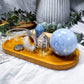 Blue Calcite, Angelite & Clear Quartz Tarot Altar | Tealight & Incense Holder | Handmade Crystal Altar Decor