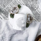 Clarity and Focus Mini Altar | White 3.5in Round with Clear Quartz Moon, Quartz Geodes and Succulent Accents