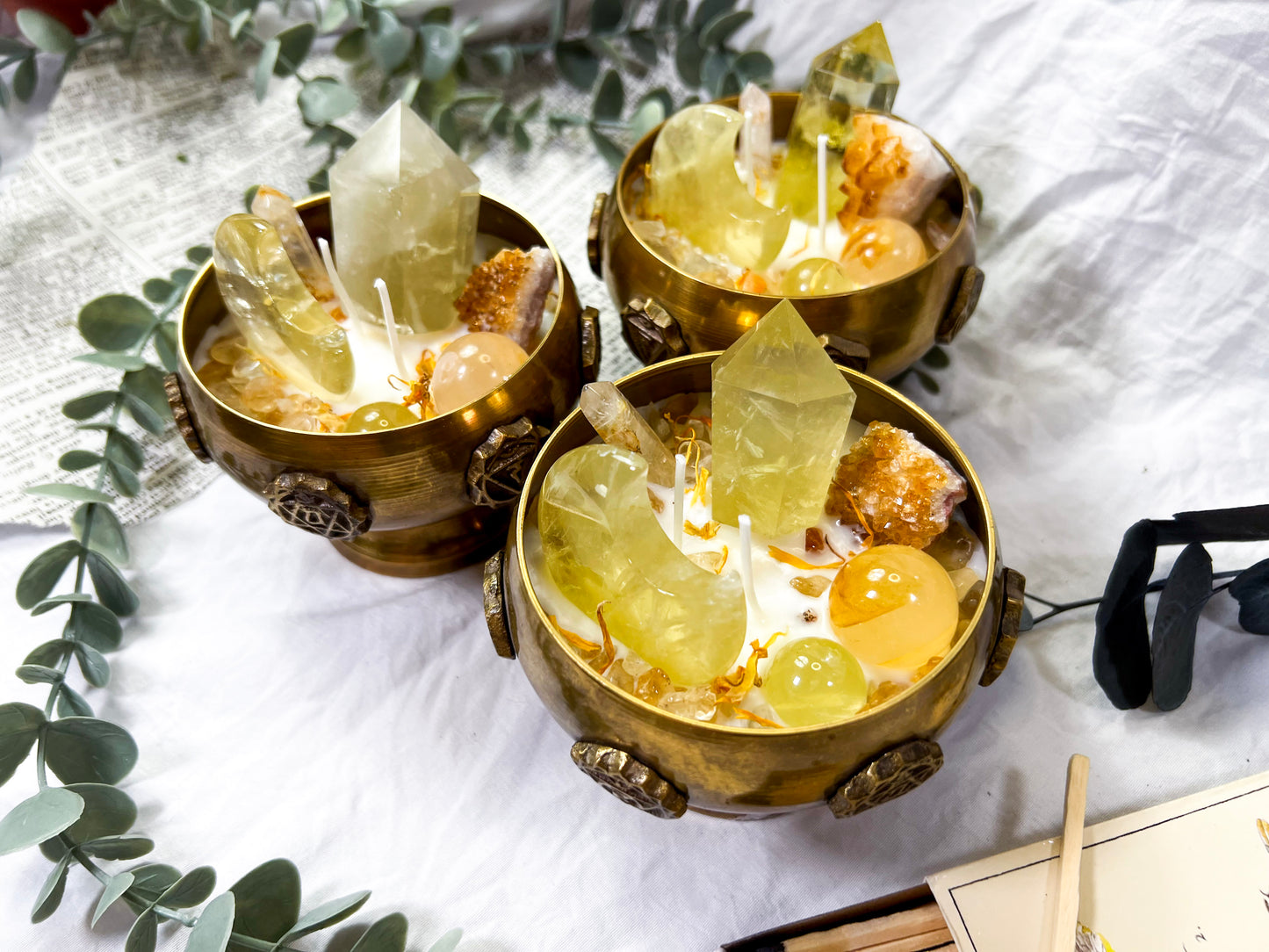 Citrine Frost | Brass Chakra Bowl Candle