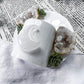 Clarity and Focus Mini Altar | White 3.5in Round with Clear Quartz Moon, Quartz Geodes and Succulent Accents