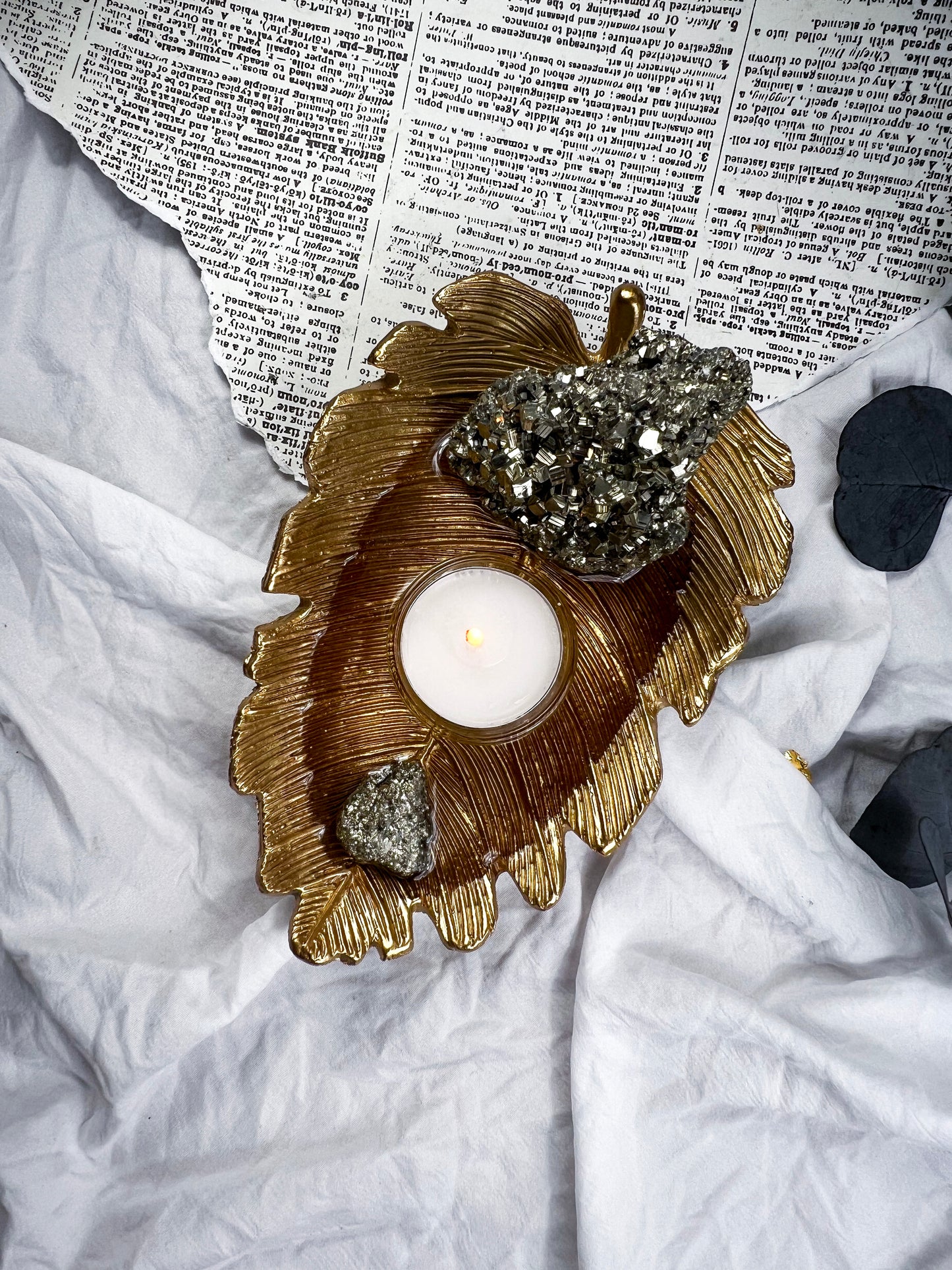 The Pyrite Feather | Candle Holder