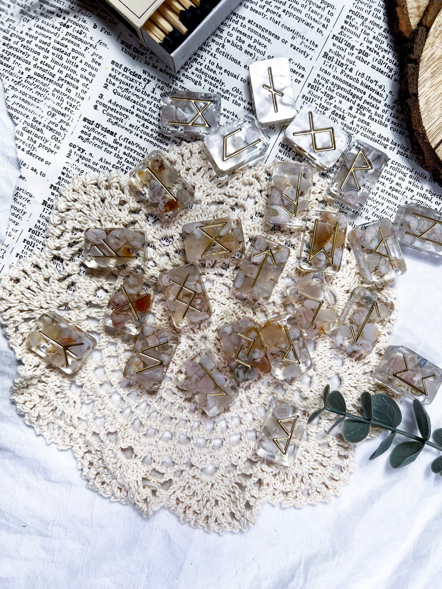 Flower Agate Crystal Runes | Limited Time