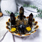 Smoky Quartz Tealight Holder | Grounding Crystal Candle Bowl with Comfrey Root | Protection & Stability Altar Decor