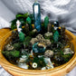 Fortune Grove | Extra Large Money Bowl Altar with Moss Agate, Green Aventurine, Pyrite and Five Tealight Holders