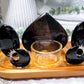 Obsidian Crystal Tealight Altar | Double Tarot Candle Holder | Handmade Protection Altar | 7.5 x 4.5 Inch
