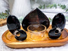 Obsidian Crystal Tealight Altar | Double Tarot Candle Holder | Handmade Protection Altar | 7.5 x 4.5 Inch
