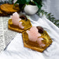 Heartward Hand | Rose Quartz Tarot Card Holder and Tealight Altar Coaster