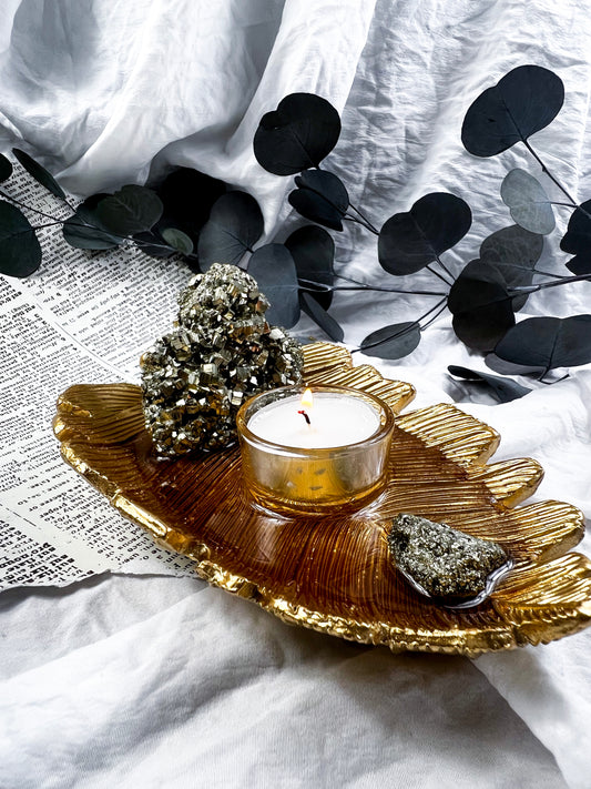 The Pyrite Feather | Candle Holder