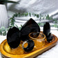 Obsidian Crystal Tealight Altar | Double Tarot Candle Holder | Handmade Protection Altar | 7.5 x 4.5 Inch
