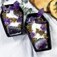 Coffin Candle | Sandalwood Witch Candle with Amethyst Towers, Moon, Cluster, and Mugwort in Ceramic Dish
