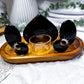 Obsidian Crystal Tealight Altar | Double Tarot Candle Holder | Handmade Protection Altar | 7.5 x 4.5 Inch