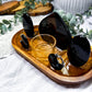 Obsidian Crystal Tealight Altar | Double Tarot Candle Holder | Handmade Protection Altar | 7.5 x 4.5 Inch