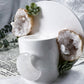 Clarity and Focus Mini Altar | White 3.5in Round with Clear Quartz Moon, Quartz Geodes and Succulent Accents
