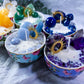 Teacup Crystal Ritual Candles | Floral Crystal Candles for Abundance, Clarity, Joy, Intuition, Wisdom & Peace