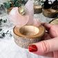 Wooden Tealight Holders for Ritual Balance | Crystal Moons, Towers & Sun Charms