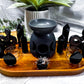 Obsidian Crystal Altar | Detached Oil Burner, Double Tealight & Incense Holder