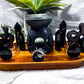 Obsidian Crystal Altar | Detached Oil Burner, Double Tealight & Incense Holder