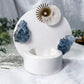 Peace and Dreams Mini Altar | White 3.5in Round with Celestite Clusters, Clear Quartz Moon and Gold Sun