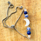 White Moon Oracle Spelled Bracelet for Intuition Calm and Spiritual Clarity | Lapis White Jade Shell Moon Bead