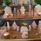 The Rose Temple Altar | Triple Tier Rose Quartz & Clear Quartz Ritual Altar for Love, Healing, Clarity & Sacred Space