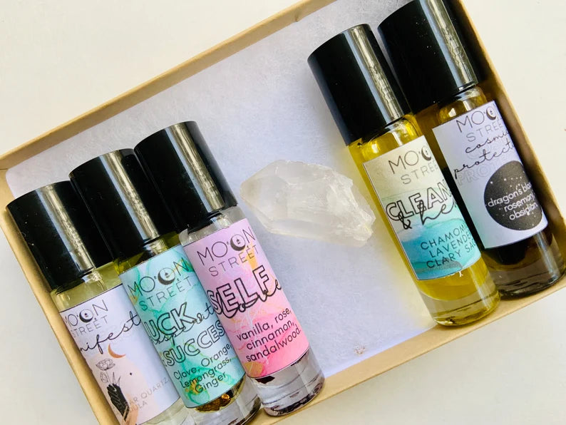 Essential Oil Roller Ball Witchy Kit And Gift Set Of Five